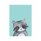 Woodland Racoon On Mint (Print Only) thumbnail