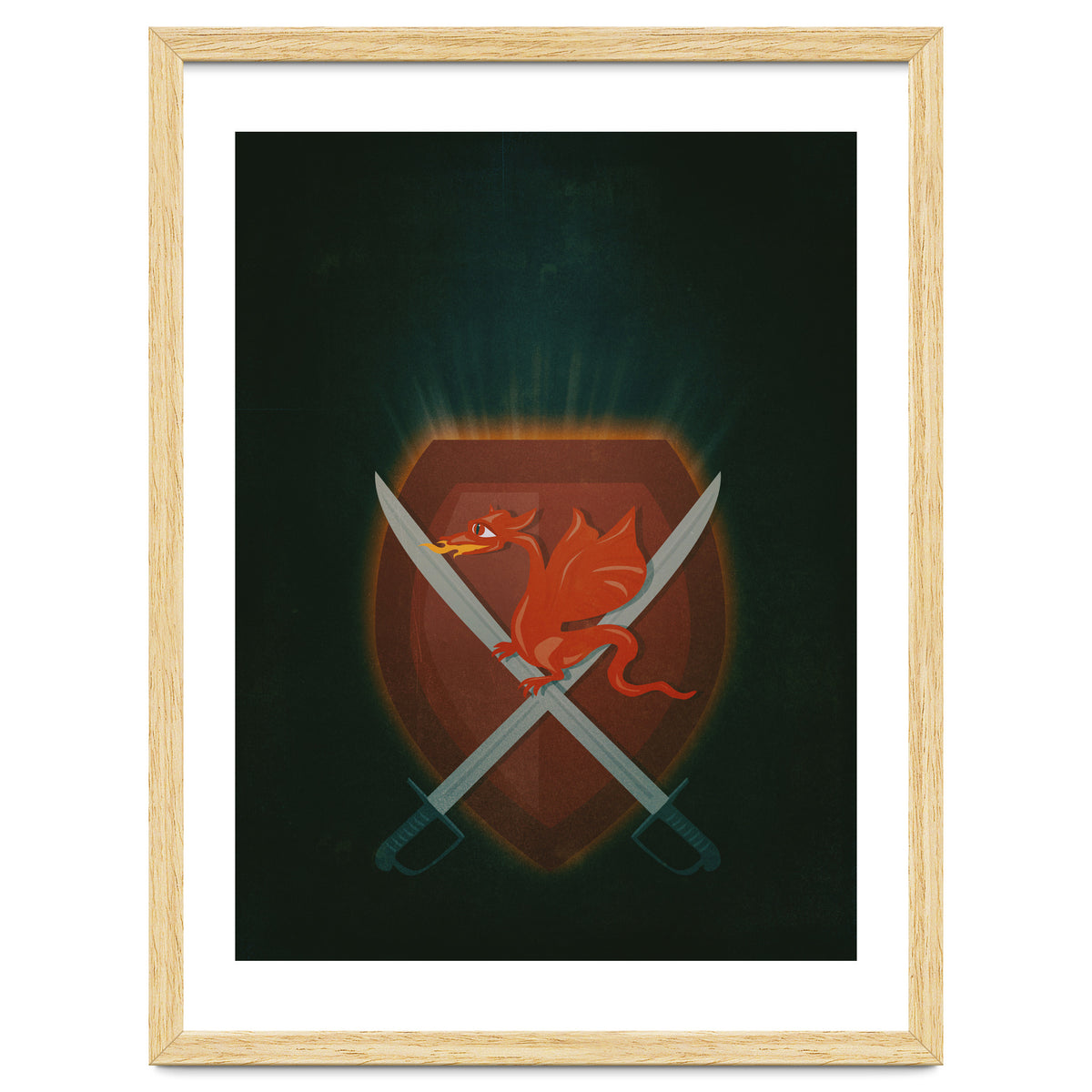 Heraldic dragon and cutlasses