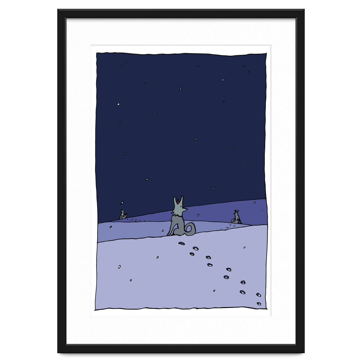 Dogs in Winter Night