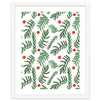 Pine Tree Branches With Christmas Berries Pattern