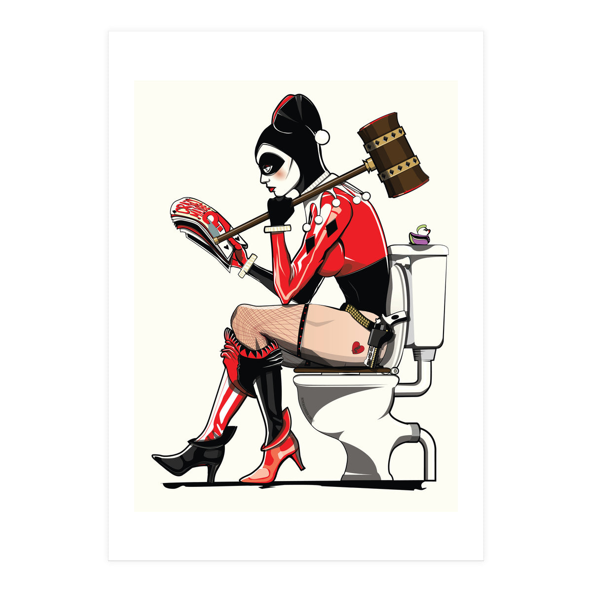 Harley Quinn on the Toilet, funny Bathroom Humour (Print Only)