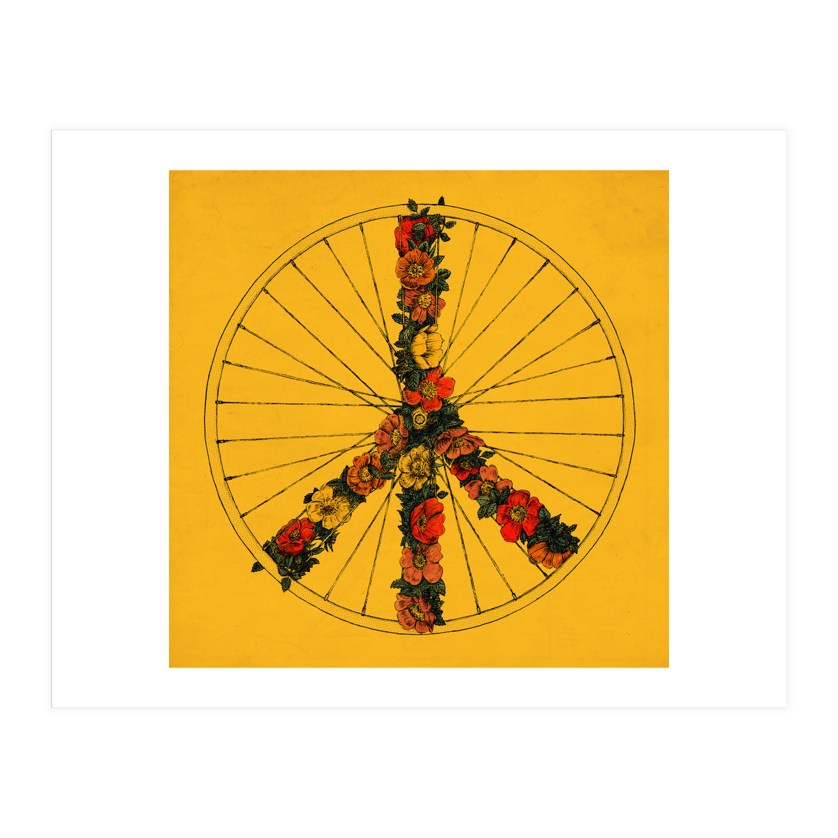Peace And Bike Yellow (Print Only)