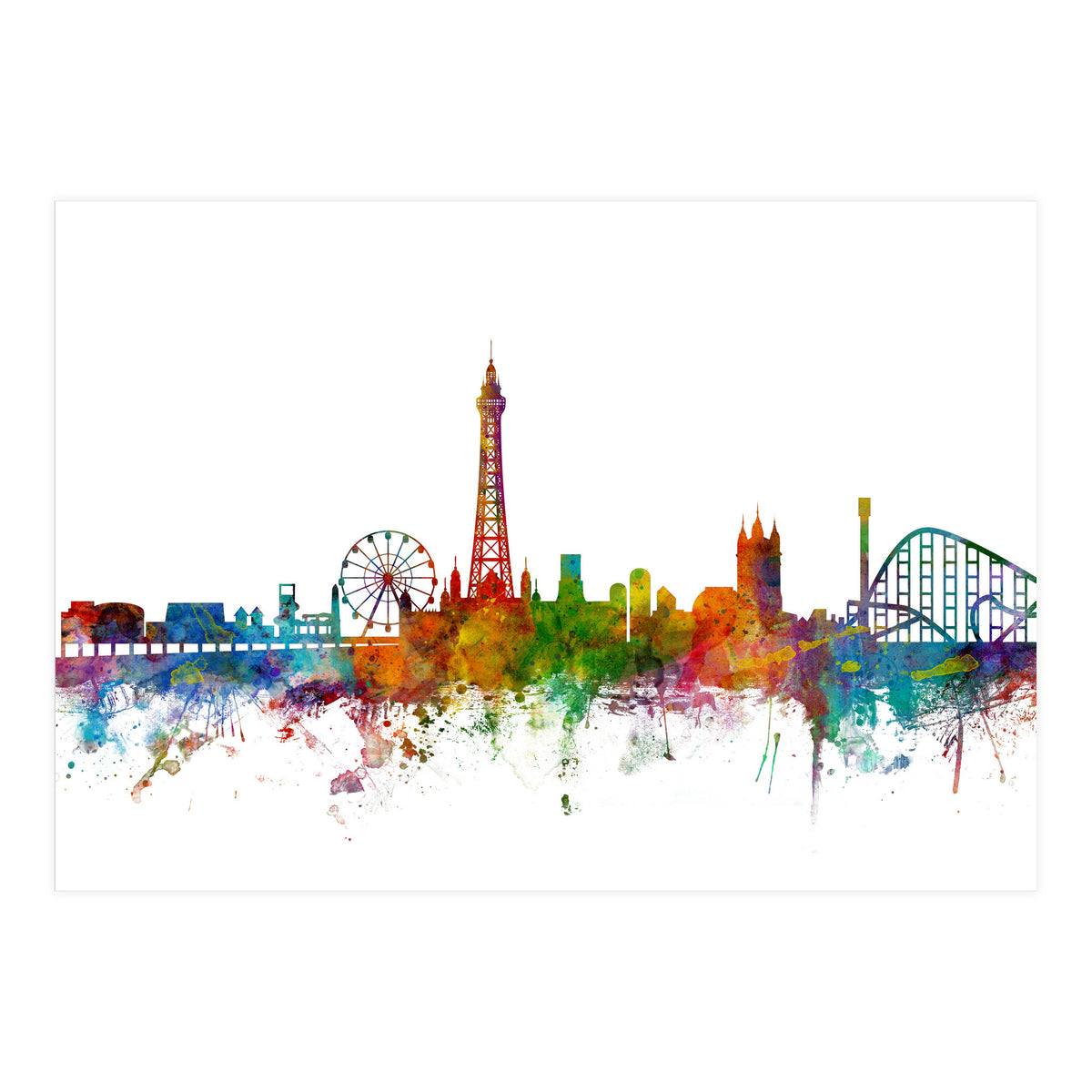 Blackpool England Skyline (Print Only)