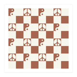 Checkered Peace Symbol & Yin Yang Pattern \\ Beige & Brown Color Palette (Print Only) thumbnail