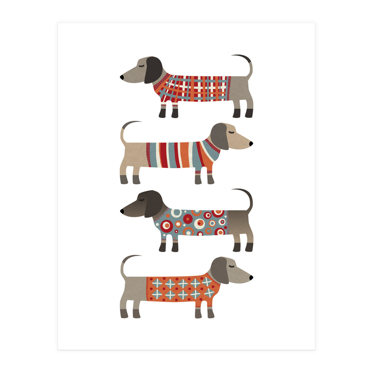 Sausage Dogs In Sweaters (Print Only)