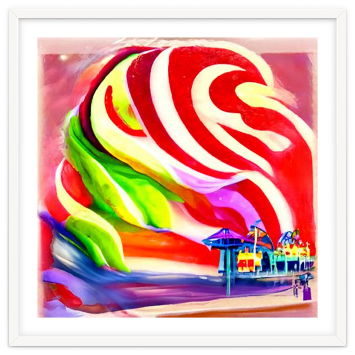 Santa Monica Pier swirly Candy AI Art