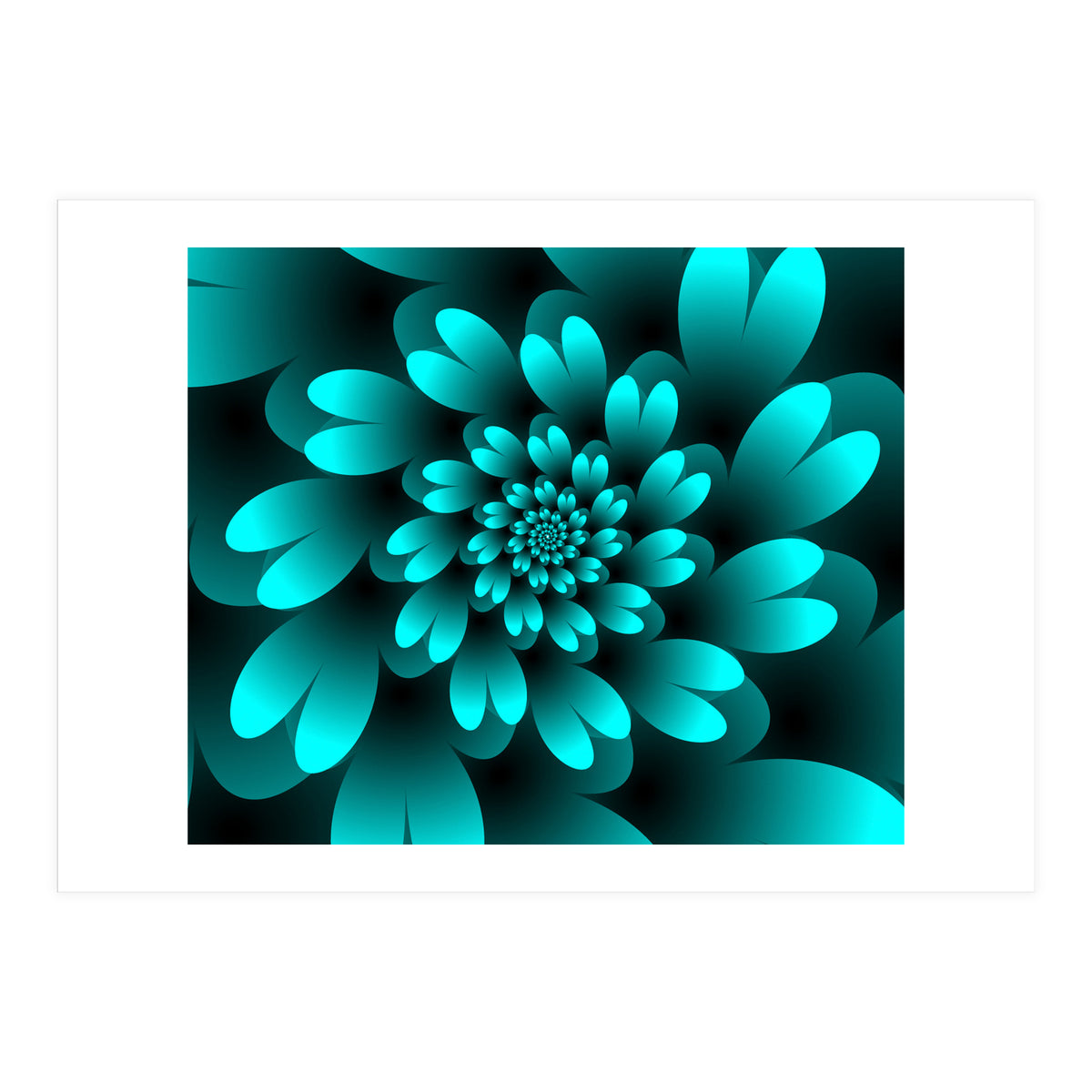 Turquoise Floral Satin Art (Print Only)