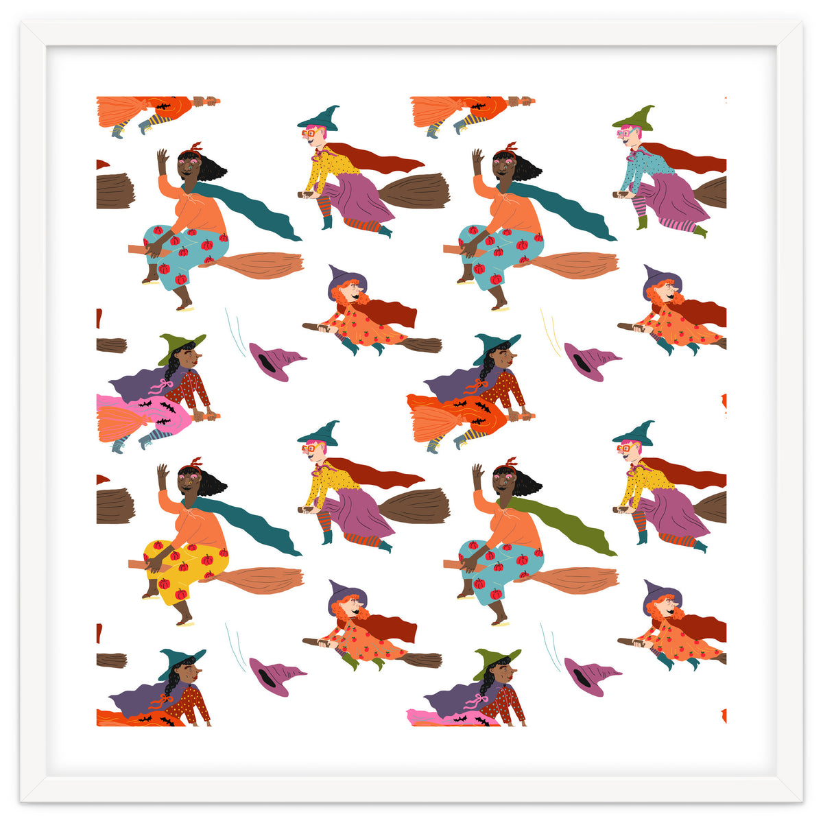 Tiny Witches Pattern (white Backgrownd)