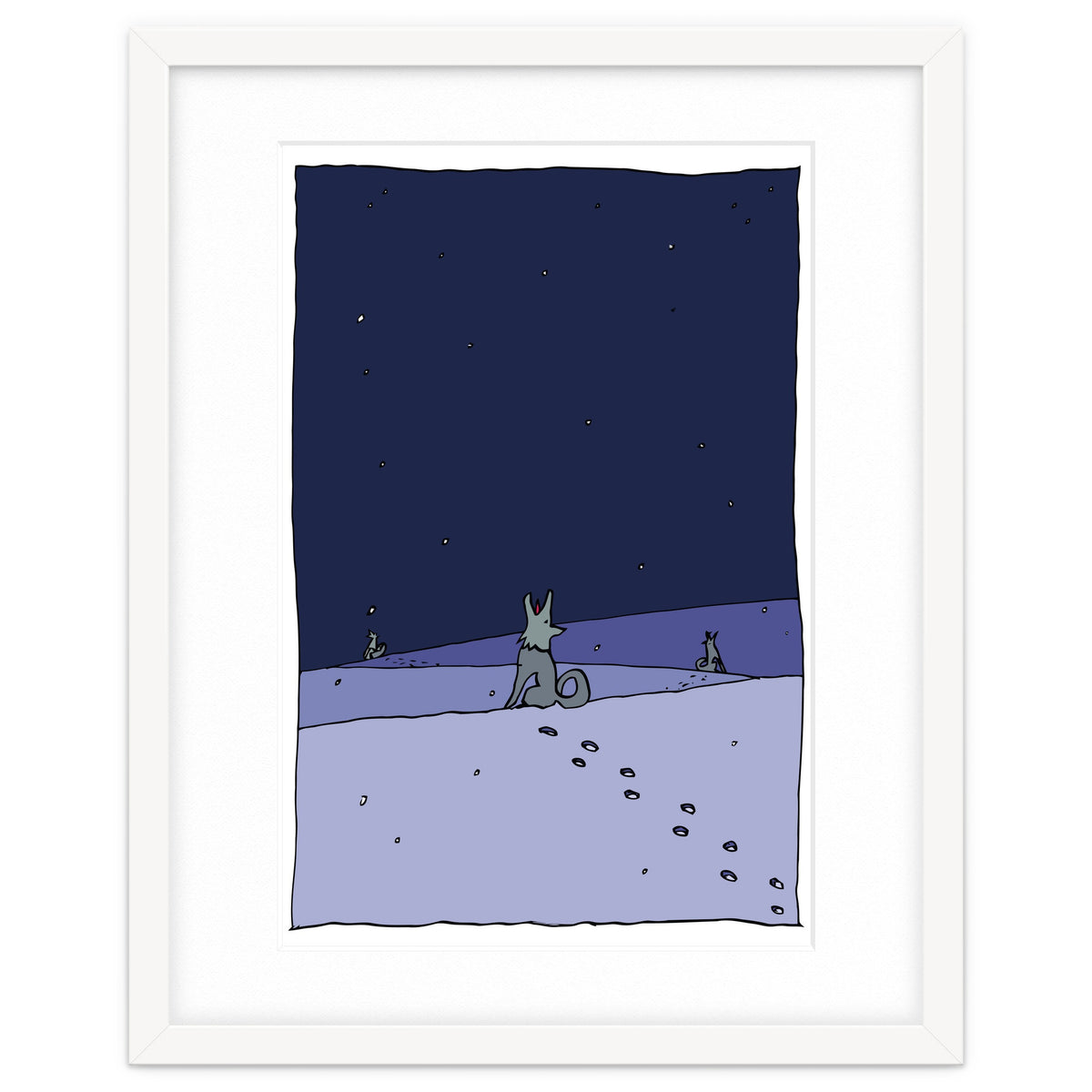 Dogs in Winter Night