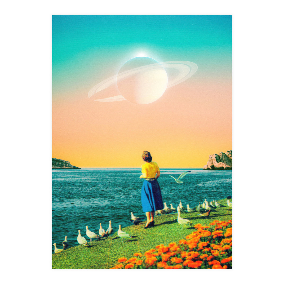 Woman With Birds  (Print Only)