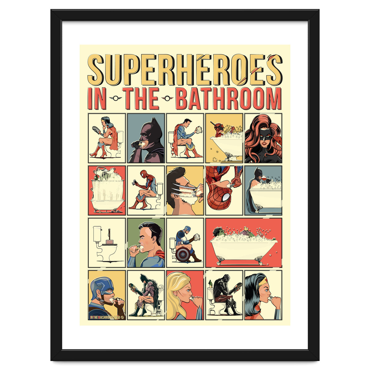 Superheroes in the Bathroom, funny Bathroom Humour