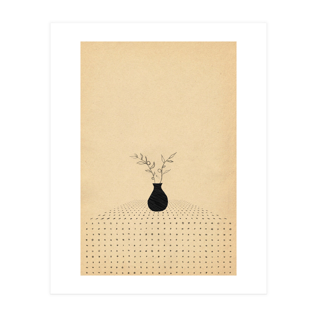 Abstract still life, vase and plants (Print Only)