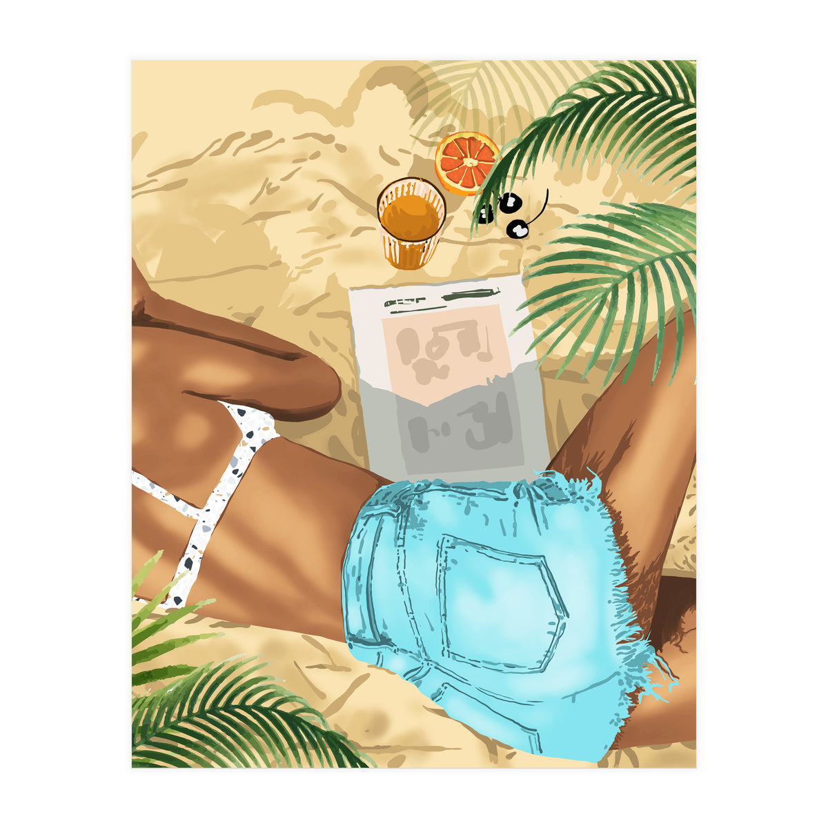 Keep Palm & Carry On Wall Art | Tropical Beach Bikini Fashion Travel Chai (Print Only)