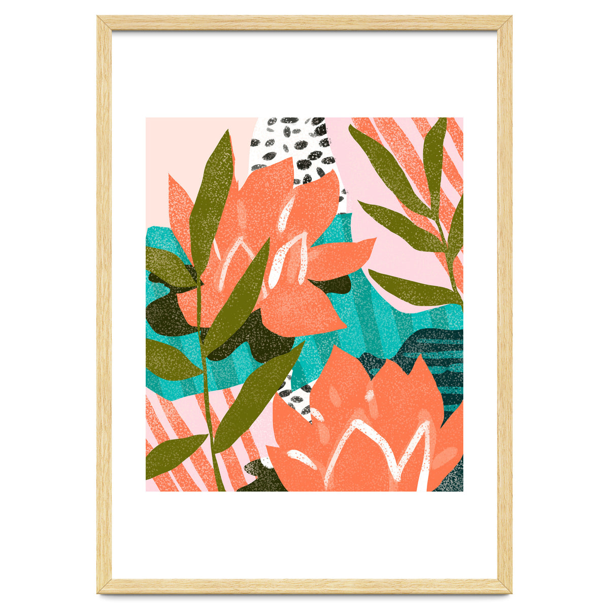 Forever in My Garden | Abstract Botanical Nature Plants Floral Painting | Quirky Modern Contemporary