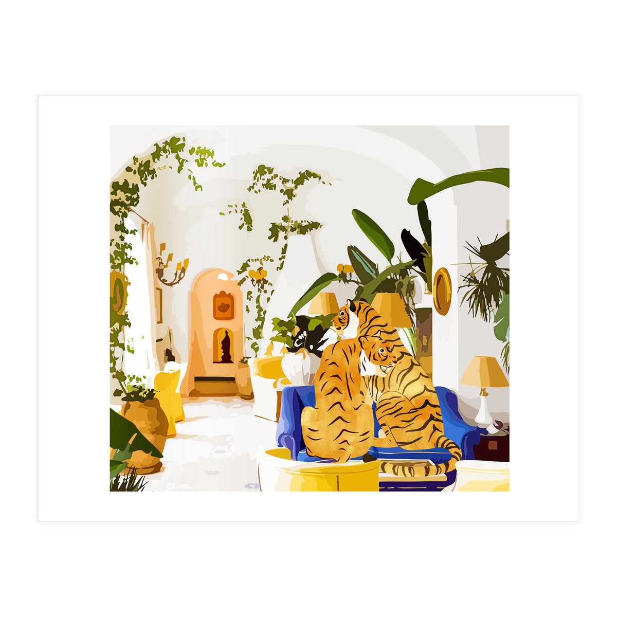 Tiger Reserve Villa | Bohemian Tropical Jungle Décor | Pastel Honeymoon Couple Love Wildlife (Print Only)