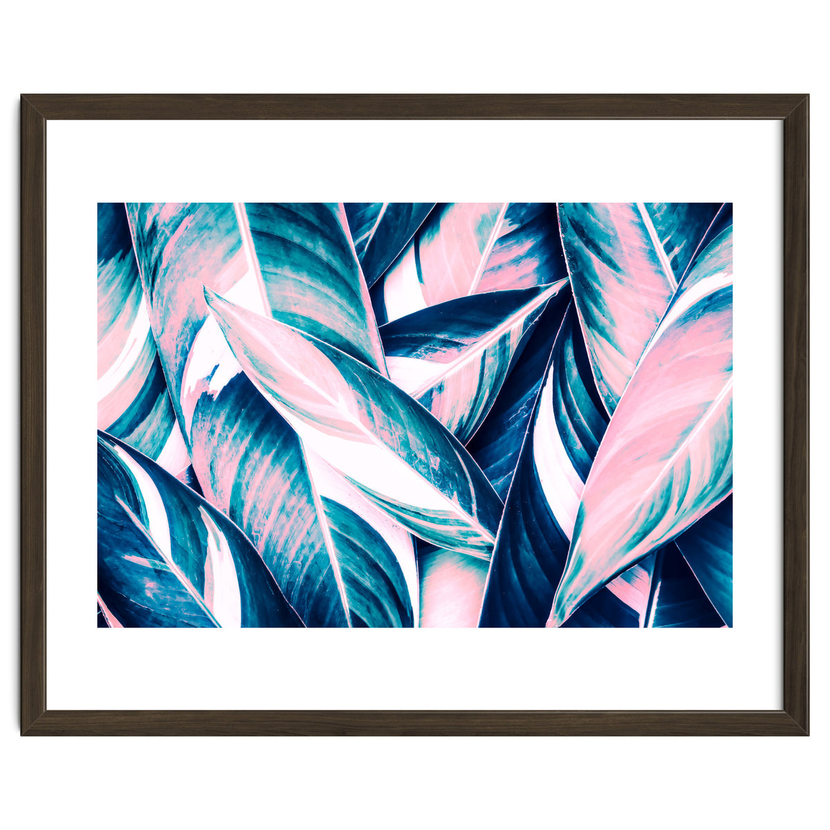 Botanical leaf pink and blue