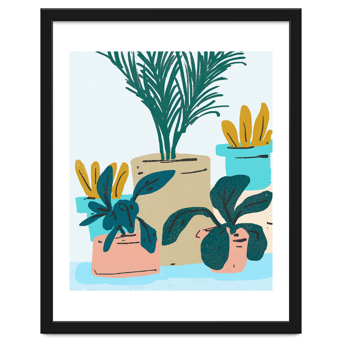 Little House Plants | Pastel Botanical Nature Plant Pots | Bohemian Cute Chic Palm Modern