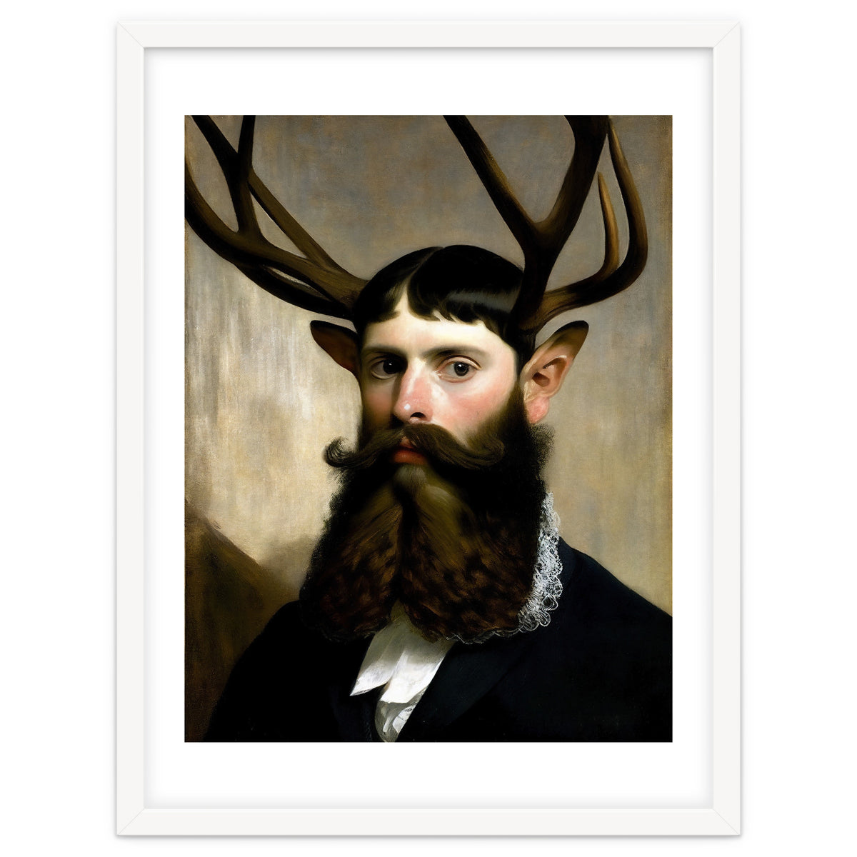 Man Stag Surreal Oil Painting