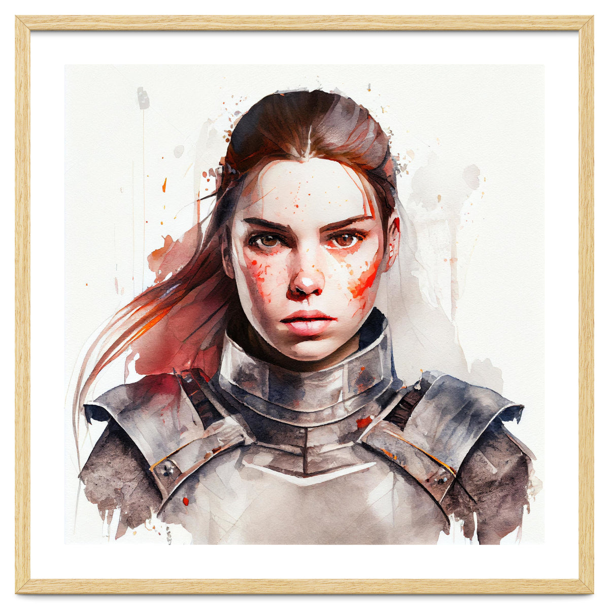 Watercolor Medieval Soldier Woman #2