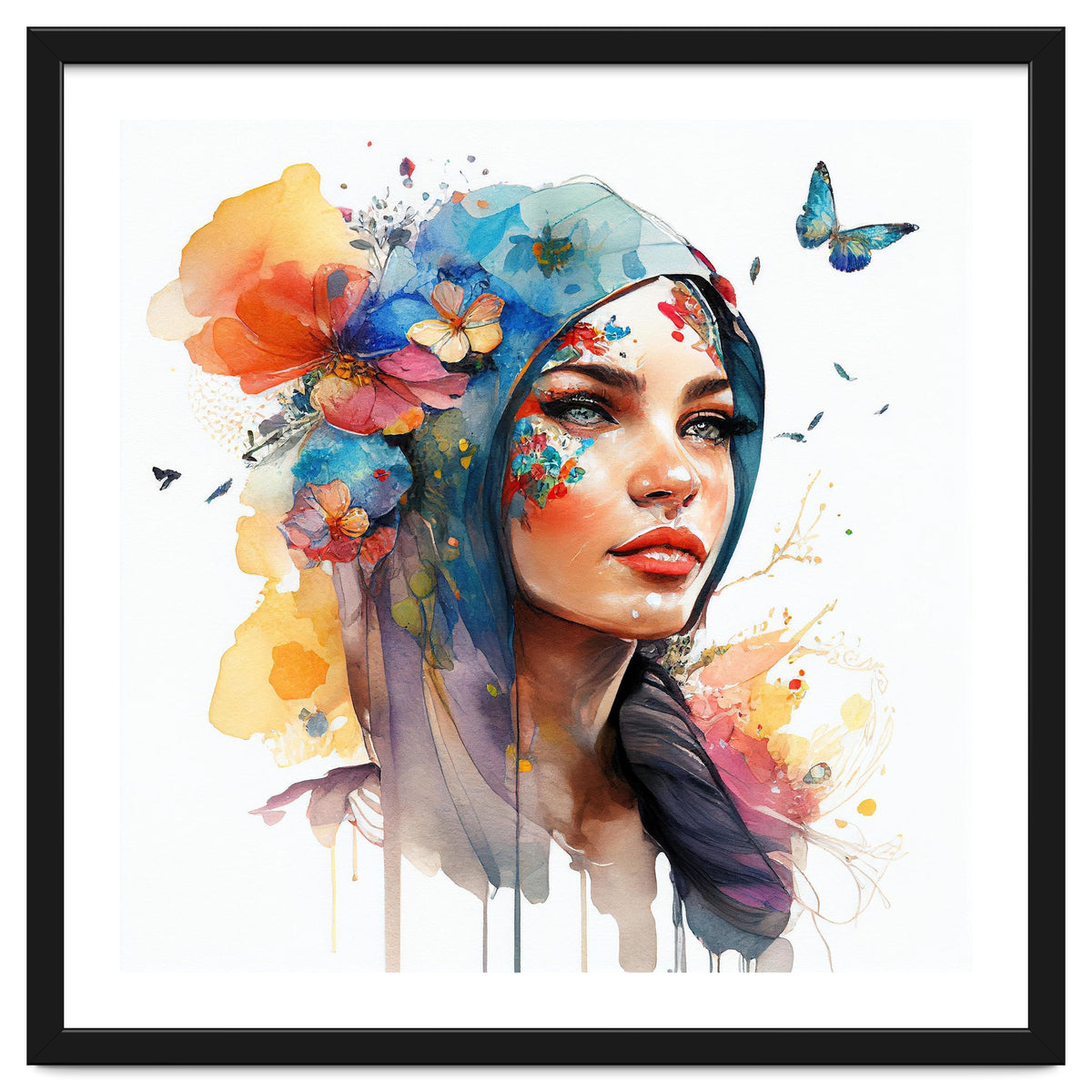 Watercolor Floral Arabian Woman #6