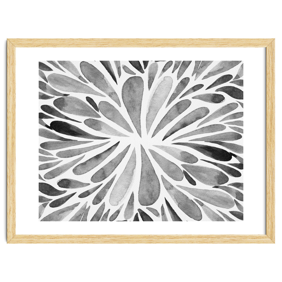 Retro abstract floral - black and white