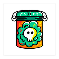Kawaii Cute Skull In A Jar (Print Only)