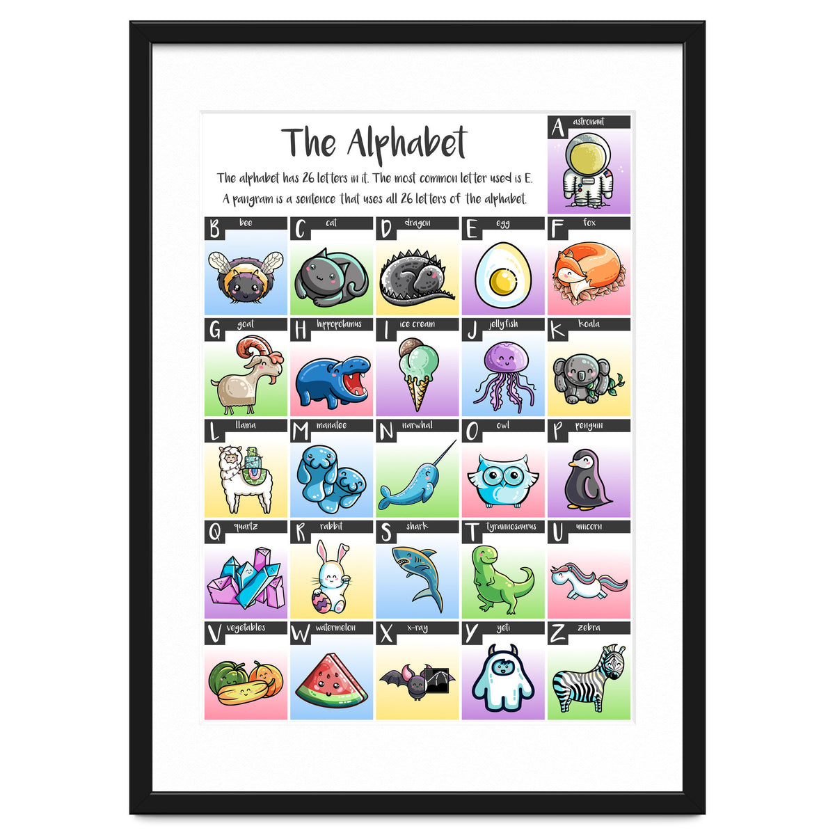 The Alphabet in Kawaii Cute Style