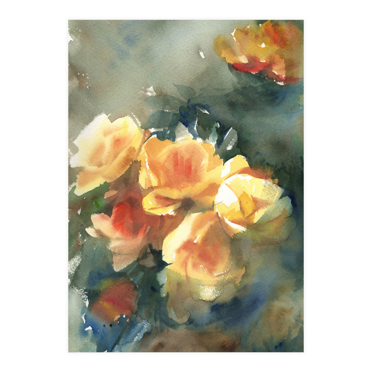 Abstract watercolor flowers (Print Only)