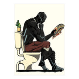 Black Panther on the Toilet, funny bathroom humour (Print Only) thumbnail