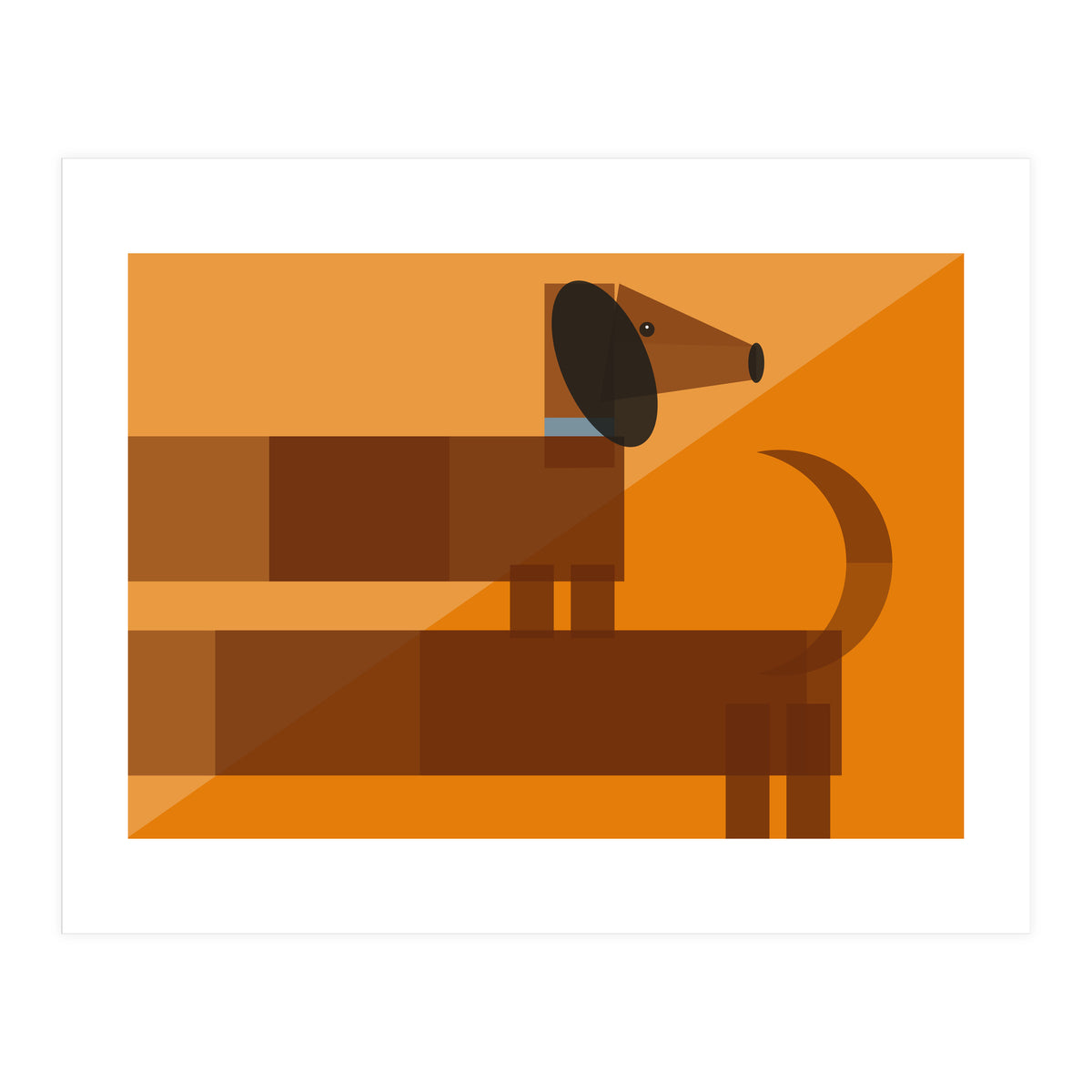 Mid Century Geometric Sausage Dog Dachshund (Print Only)