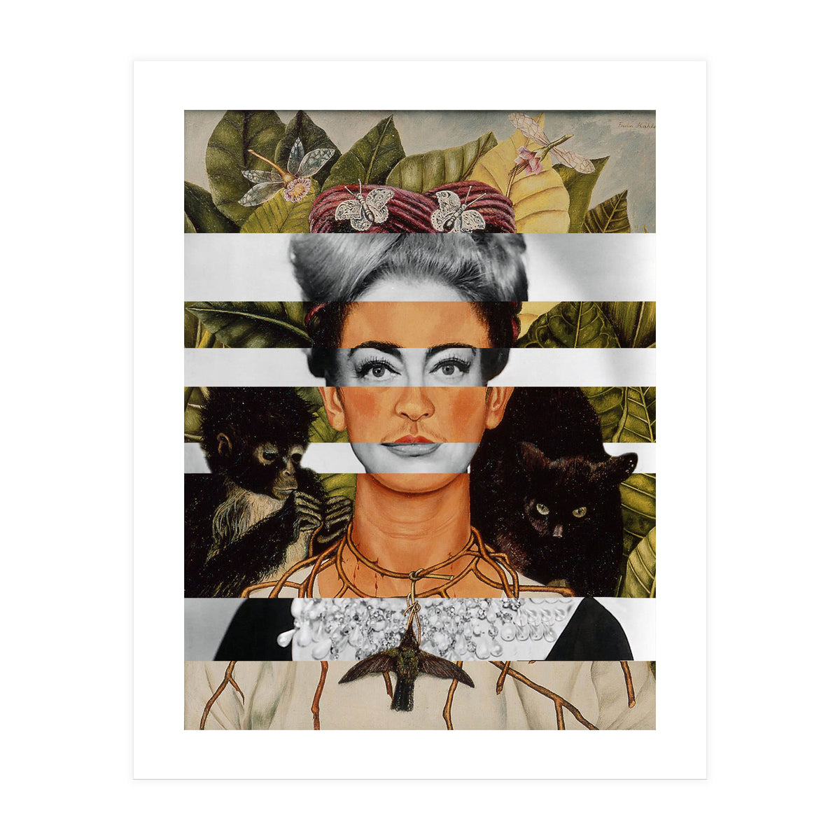 Frida Kahlo "Self Portrait with Thorn Necklace and Hummingbird" & Joan Crawford (Print Only)