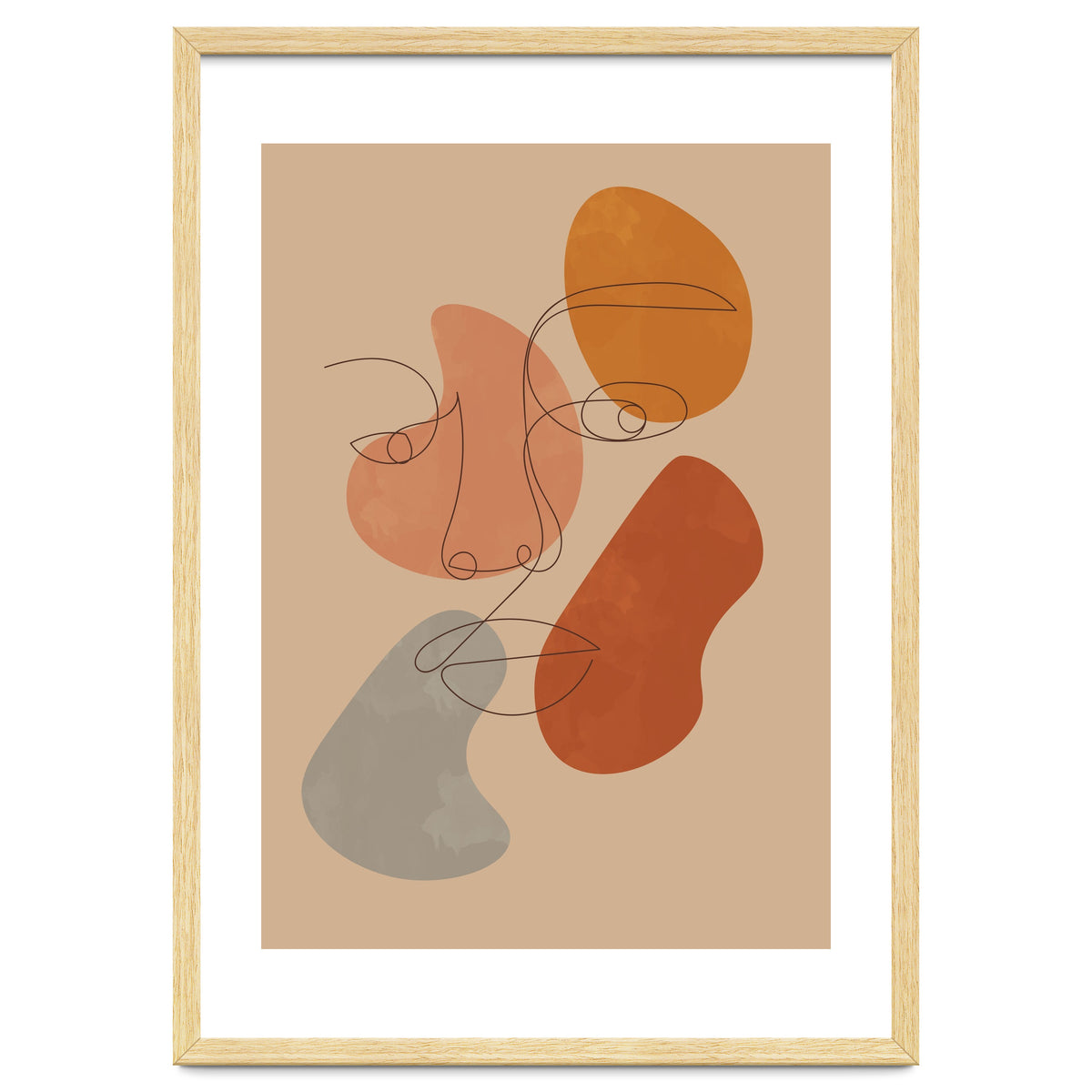 Feminine Line Art Boho Woman Face