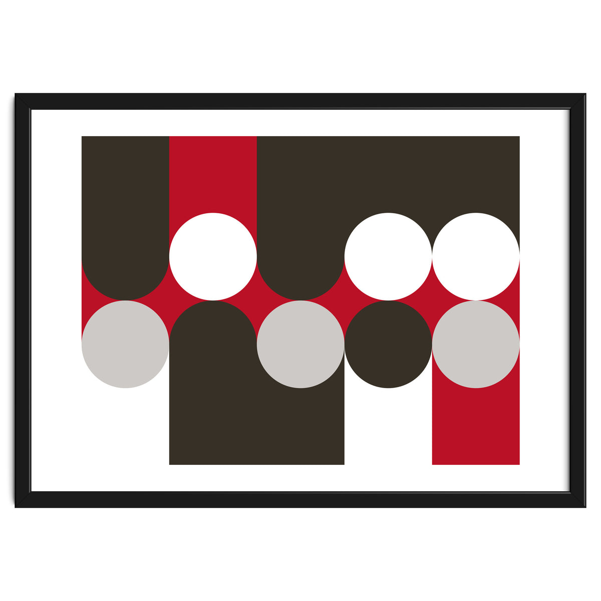 Geometric Shapes No. 33 - brown, red & white