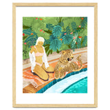 The Wild Side, Human & Nature Connection, Woman With Cheetah Cat, Tiger Painting thumbnail