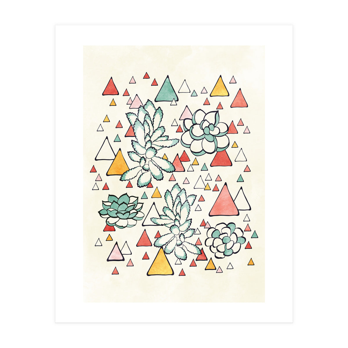 Succulent And Triangles (Print Only)