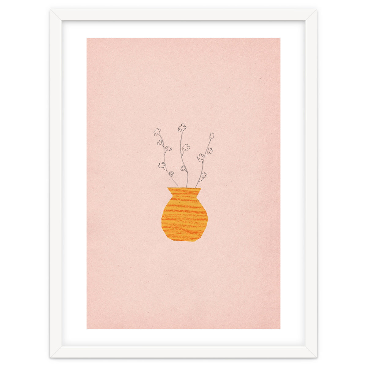 Pink and orange botanical art