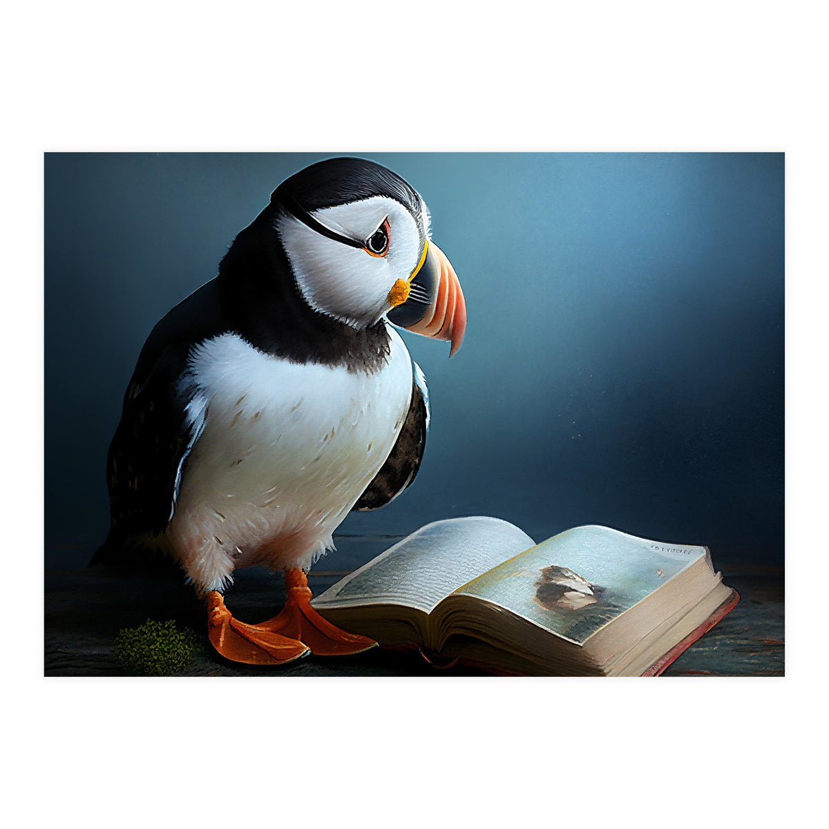 Puffin Reading a Book (Print Only)
