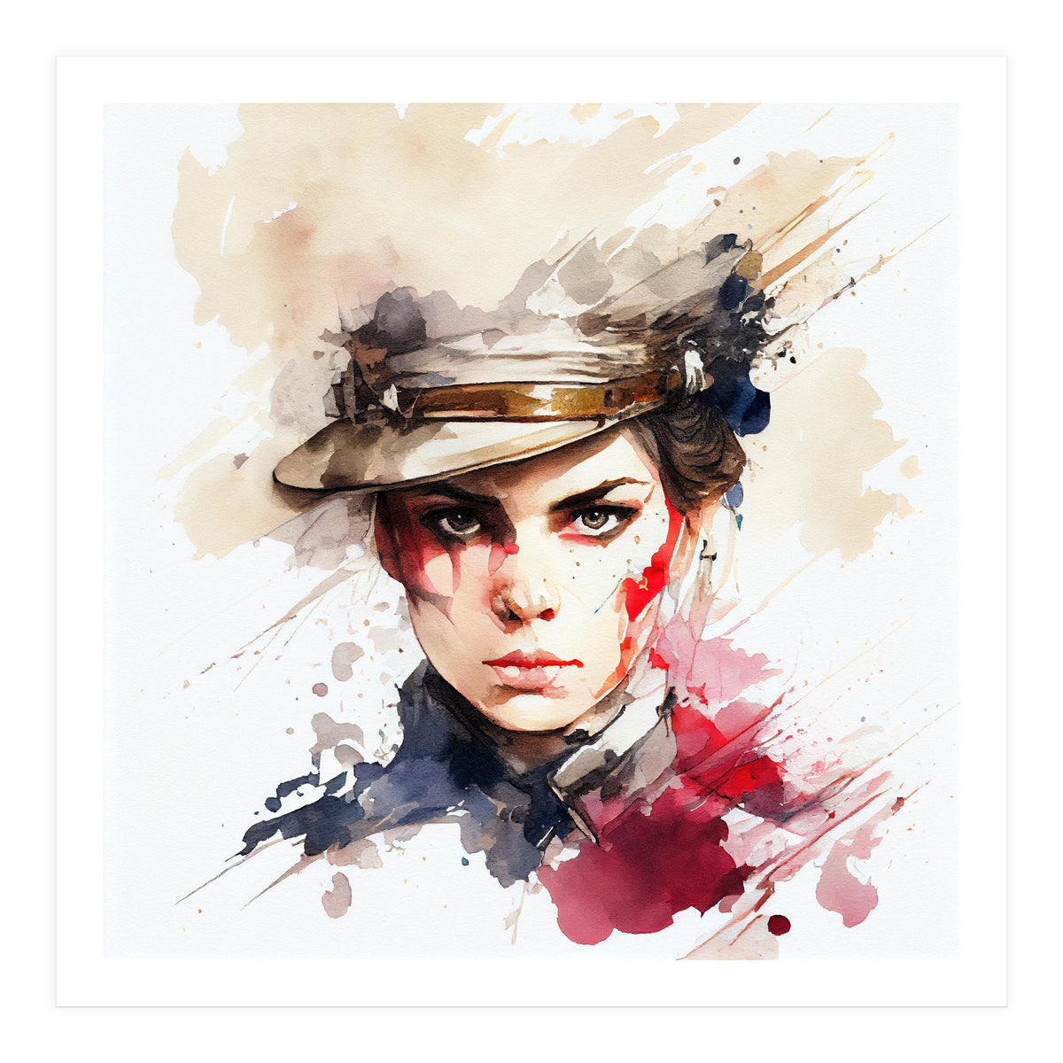 Watercolor Napoleonic Soldier Woman #2 (Print Only)