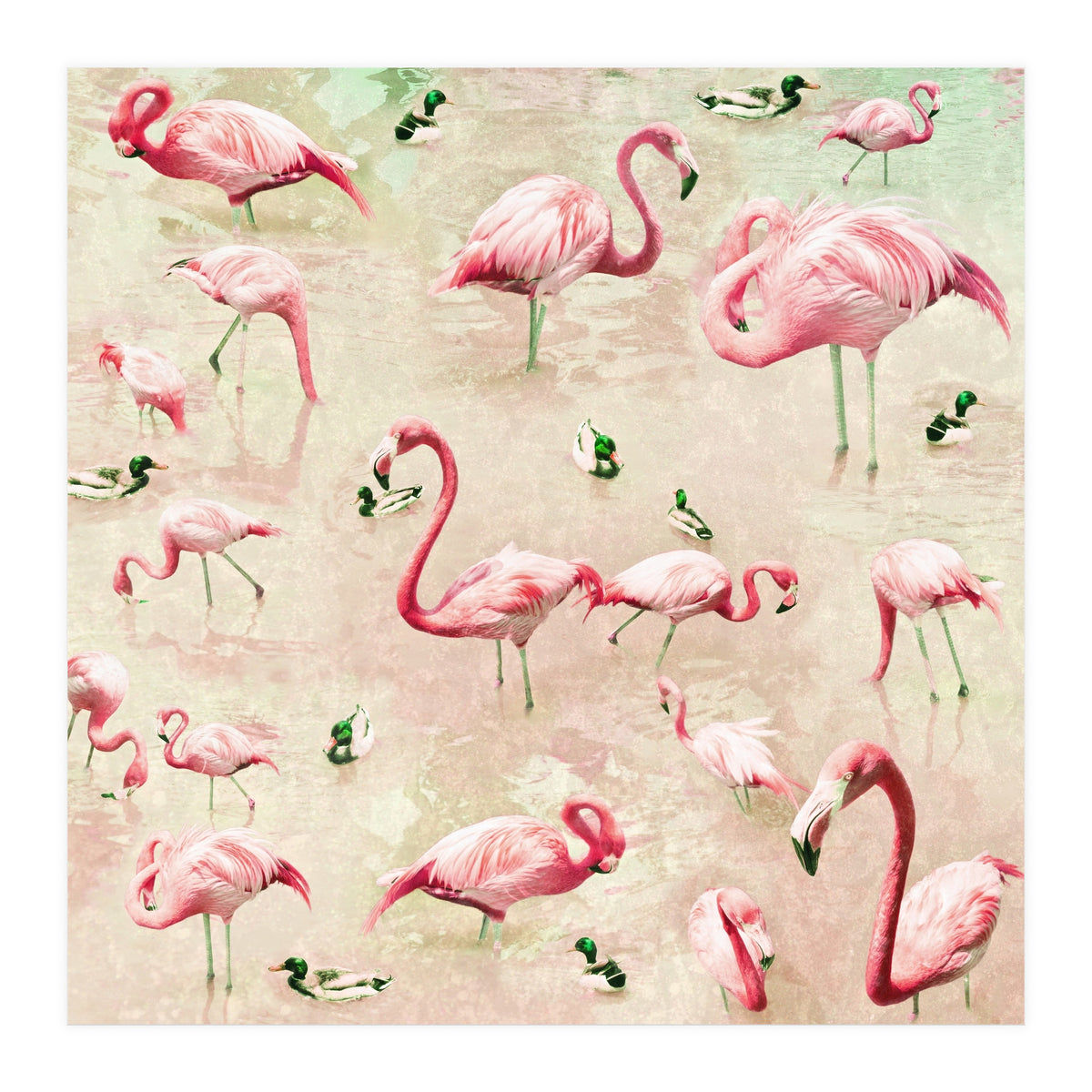 Flamingos Vintage Pink (Print Only)