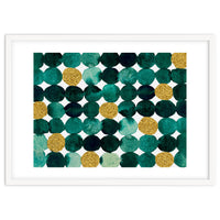 Dots pattern - emerald green and gold