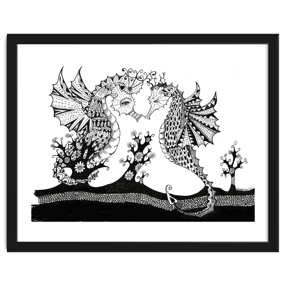 Seahorse Dragons Love Illustration