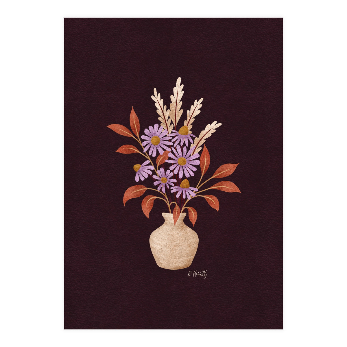 Purple Floral Vase Still Life (Print Only)