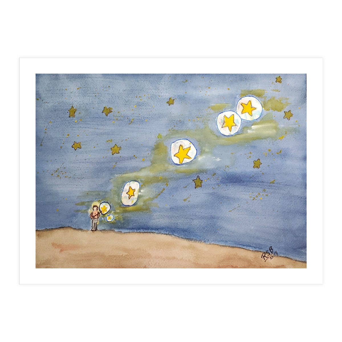 He Dipped the Bubble Wand, Waved his Arm, and Filled the Sky With Stars (Print Only)
