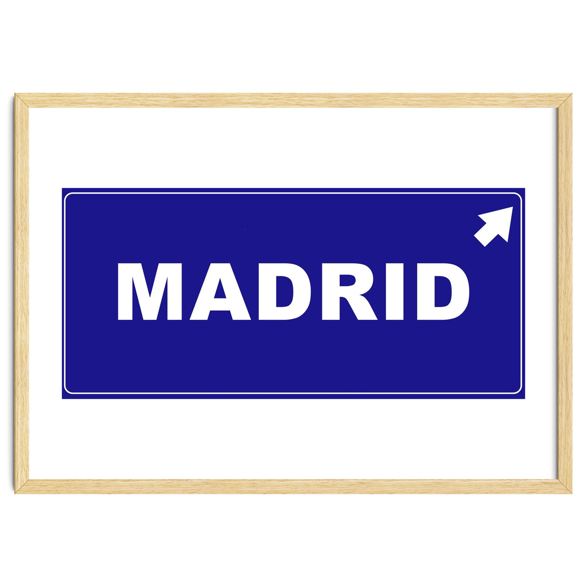 Let`s go to Madrid, Spain! Blue road sign