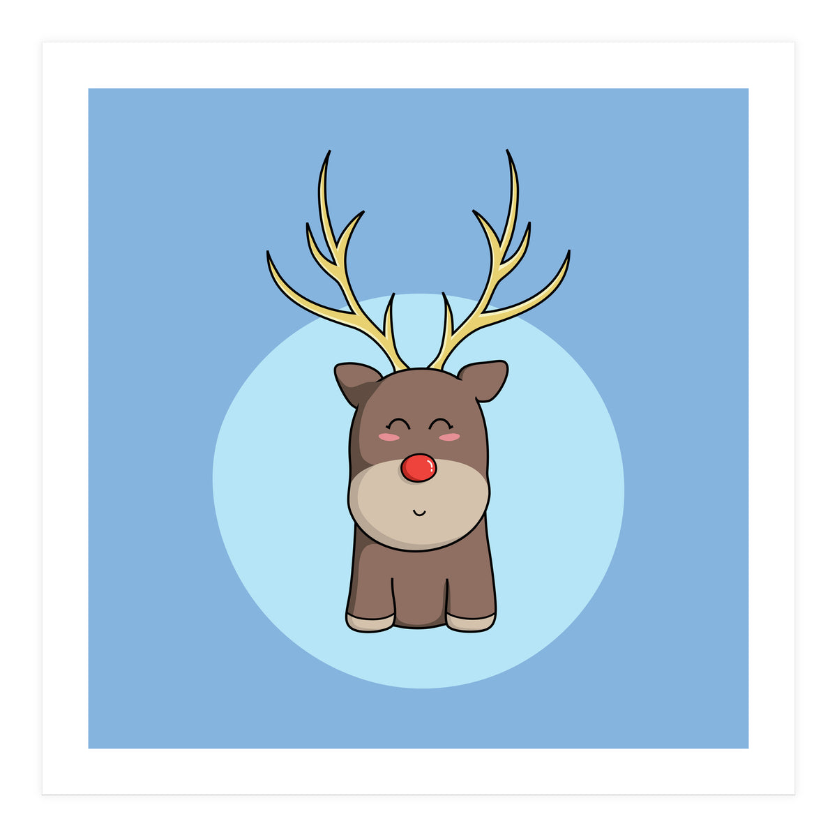 Kawaii Cute Christmas Reindeer (Print Only)