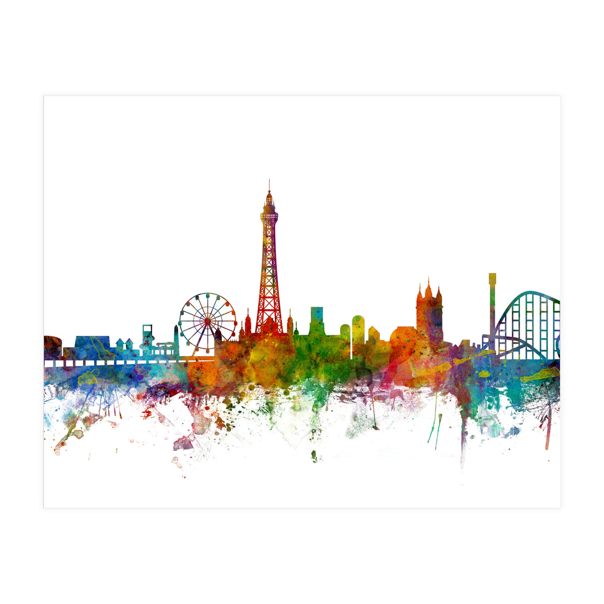Blackpool England Skyline (Print Only)