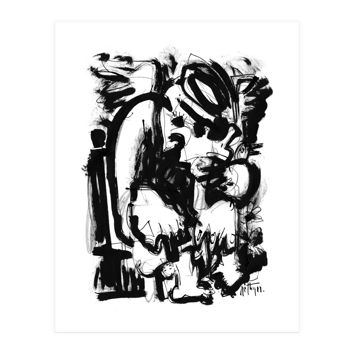 Saint With Bird - b&w (Print Only)