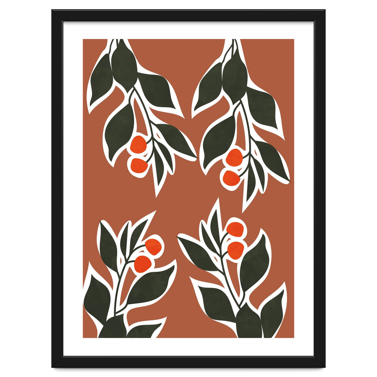 Red Cherry Leaf Boho Botanical II