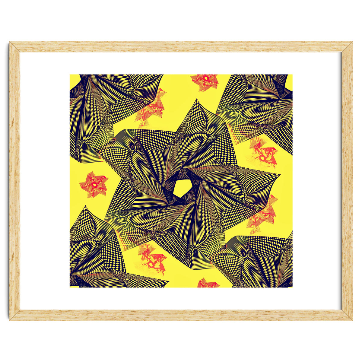 Black flowers on yellow background.