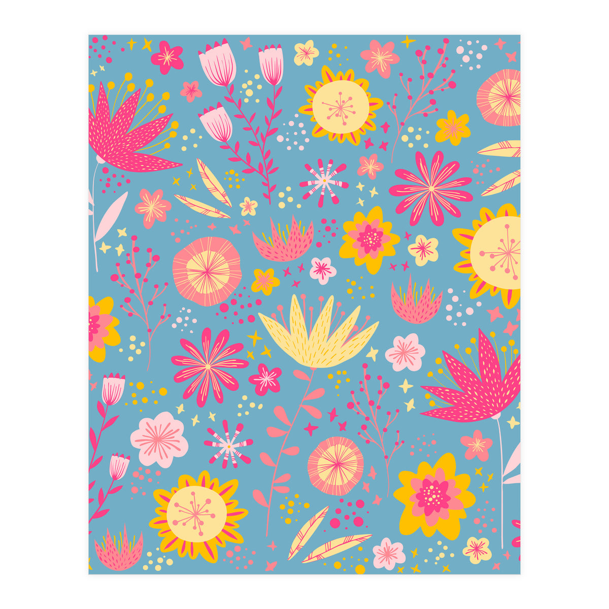 High Summer Flowers Teal (Print Only)